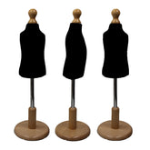 Children Kids Age 1 year Tailors Dummy Mannequin, Black Torso Bust with a Light Wood Round Base